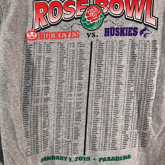 2019 Grey Buckeyes vs Huskies Rose Bowl Long Sleeve‎ T-shirt Medium - Picture 5 of 5